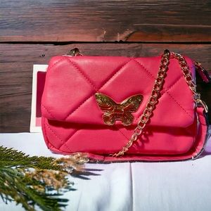 Pink Quilted Butterfly Fashion Purse By Purple And Lilac NWT!
